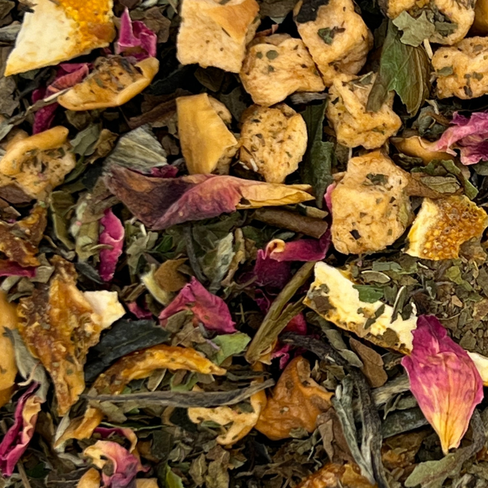 Cool Days Warm Nights Herbal Tea blend with White Tea, Apple, Peppermint, Orange and Rose