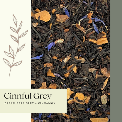 Cream of Earl grey loose leaf tea with cinnamon bark