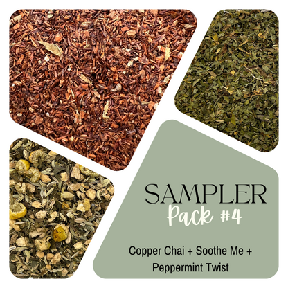 Rooibos chai, peppermint spearmint tea and ginger fennel loose leaf tea blends